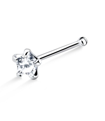 Prong Set Stone Silver Bone Nose Stud NSKD-115